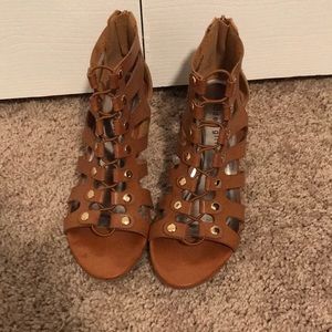 Tan wedged sandals